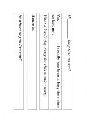 English Worksheet: long Time No See Small Talk Dialogue In Boxes Part 2