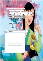 English Worksheet: Mulan