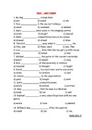 English Worksheet: simple past quizz