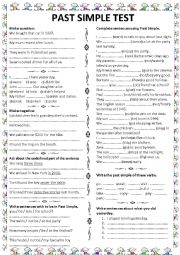 English Worksheet: PAST SIMPLE TEST