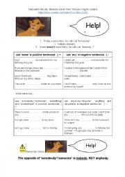 English Worksheet: Some and Any with Simba from The Lion King