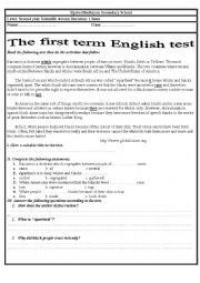 English Worksheet: test second year racism