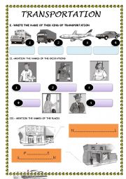 English Worksheet: TRANSPORTATION