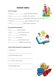 English Worksheet: present simple exercises