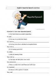 English Worksheet: Exercises reported speech