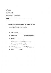 English Worksheet: Revision test Magic Book 2