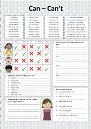 English Worksheet: Can / can´t