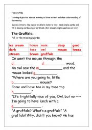 English Worksheet: The Gruffalo