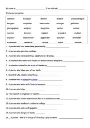 English Worksheet: status or occupation suffix ist, er, or, ent, eer, ant