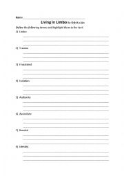 living in limbo biographical text questions