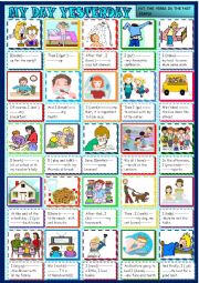 English Worksheet: My day yesterday: past simple and daily routines  for beginners