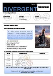 English Worksheet: Divergent - Talking about peoples personality