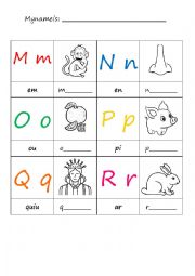 English Worksheet: The Alphabet 3 (m-r)