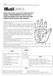 English Worksheet: Palm surgery to change your destiny