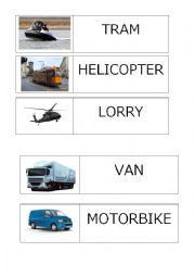 English Worksheet: Means of transport - domino PART 1