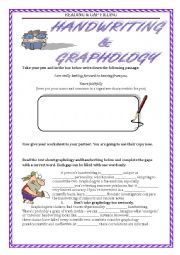 English Worksheet: READING & GAP FILLING - HANDWRITING part 1  - with key