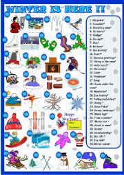 English Worksheet: Winter is here :matching