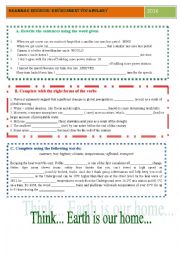 English Worksheet: environment ... grammar and vocabulary