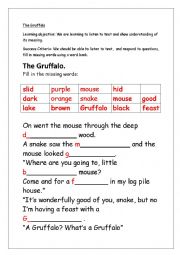 English Worksheet: The Gruffalo