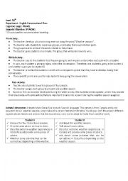 English Worksheet: lesson plan based on speakings skill