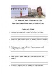 English Worksheet: Video worksheet Holiday in Britain
