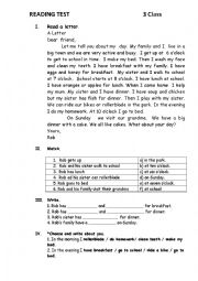 English Worksheet: Reading Test 