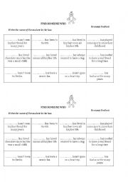 English Worksheet: Find someone who (present perfect)