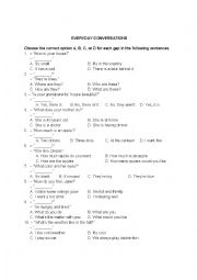 English Worksheet: Everyday Conversations 2 - Multiple Choice QuestionS
