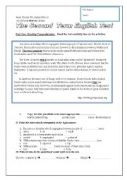 English Worksheet: test second year social segregation with key