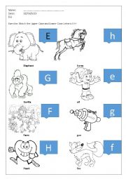 Matching exercise for upper-lower letters e,f,g,h