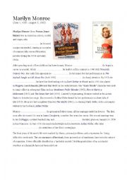 English Worksheet: Marilyn Monroes biography