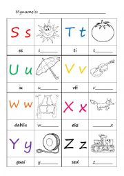 English Worksheet: The Alphabet 4 (s-z)