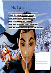 English Worksheet: Mulan part II