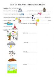 English Worksheet: Grade 5 _Unit 16: The weather and seasons