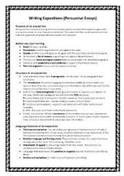 English Worksheet: persuasive writing guide (exposition)