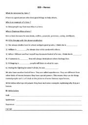 English Worksheet: Heroes