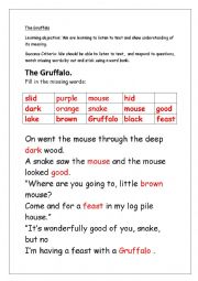 English Worksheet: The Gruffalo