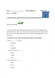 English Worksheet: The cat and the mat
