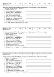 English Worksheet: Personal and Object pronouns