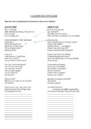 English Worksheet: classroom english