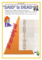 English Worksheet: VOCABULARY - SAID IS DEAD - verbs for reported speech