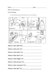 English Worksheet: Parts of the house