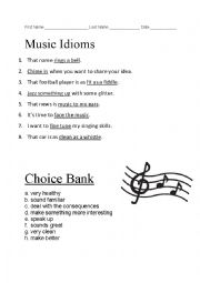 English Worksheet: Music Idiom