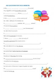 English Worksheet: Asking questions in the Past