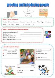 English Worksheet: greetings and meeting people