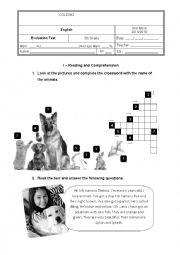 English Worksheet: Evaluation Test 5th Grade