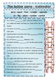 English Worksheet: The Ladder Game - fun, high energy ice-breaker/ activity