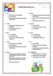 English Worksheet: Family - Multiple Choice Activity