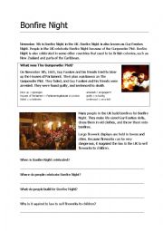 English Worksheet: Bonfire Night