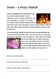 English Worksheet: Diwali